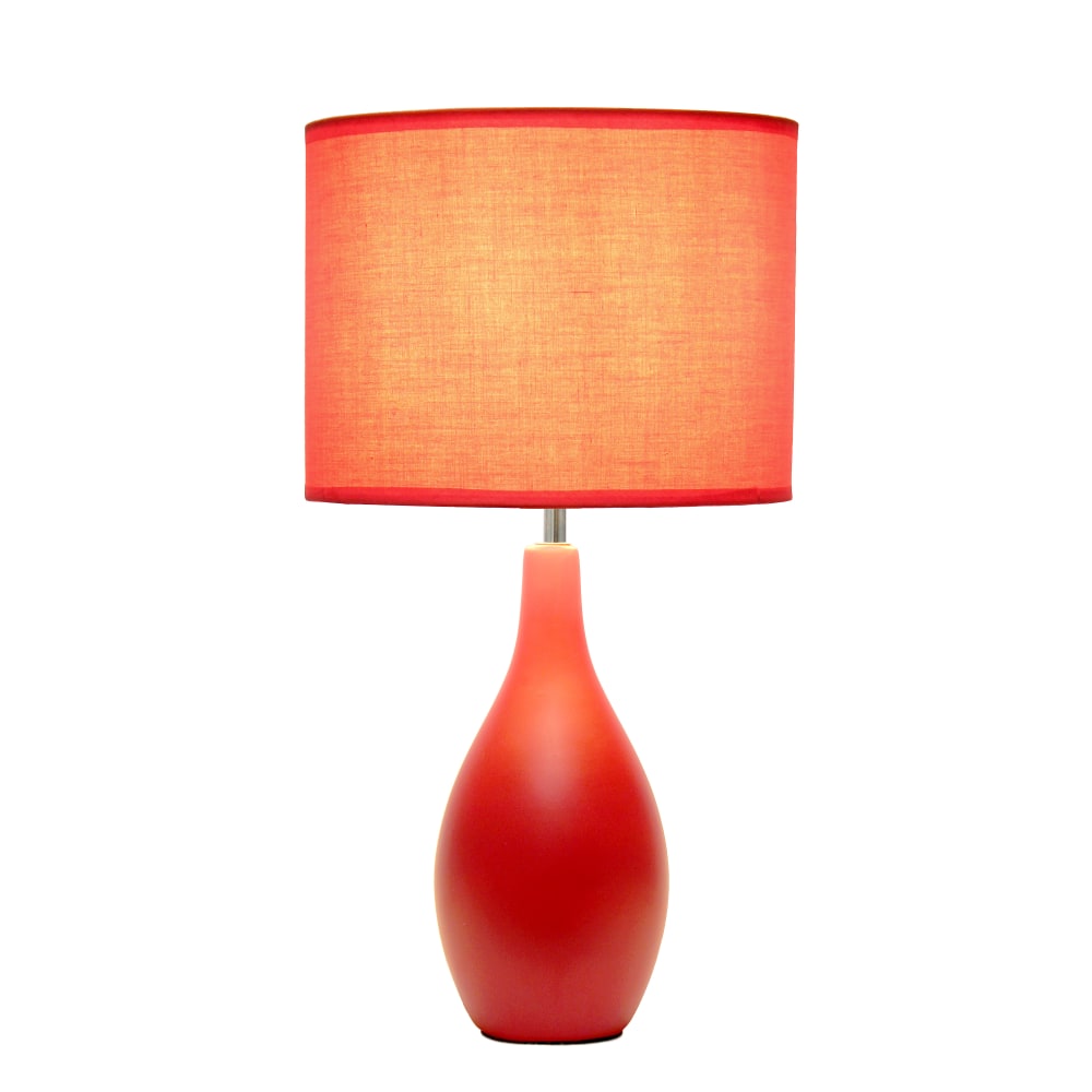 Simple Designs Bowling Pin Base Table Lamp, 19inH, Red Shade/Red Base