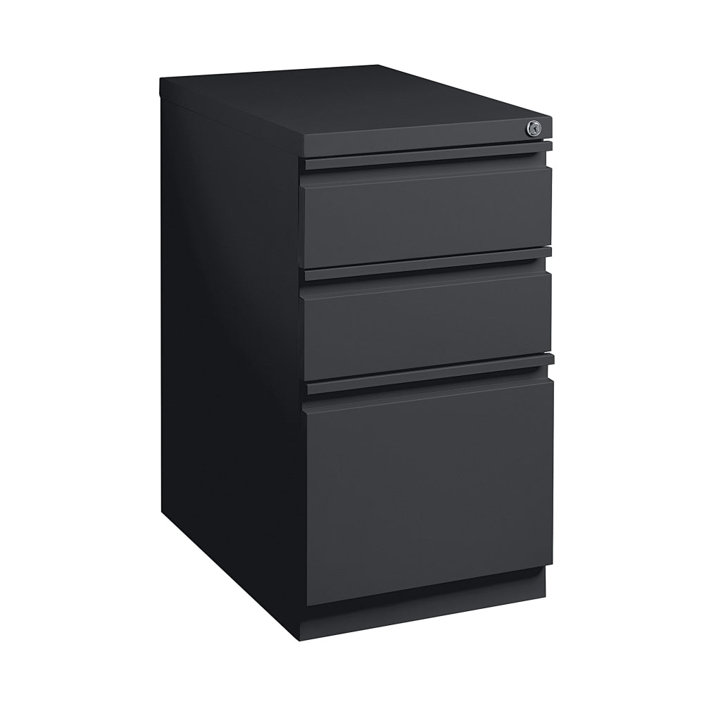 WorkPro 20inD Vertical 3-Drawer Mobile Pedestal File Cabinet, Black