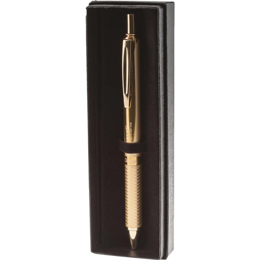 Pentel EnerGel Alloy Retractable Gel Pen, Medium Point, 0.7 mm, Gold Aluminum Barrel, Black Ink