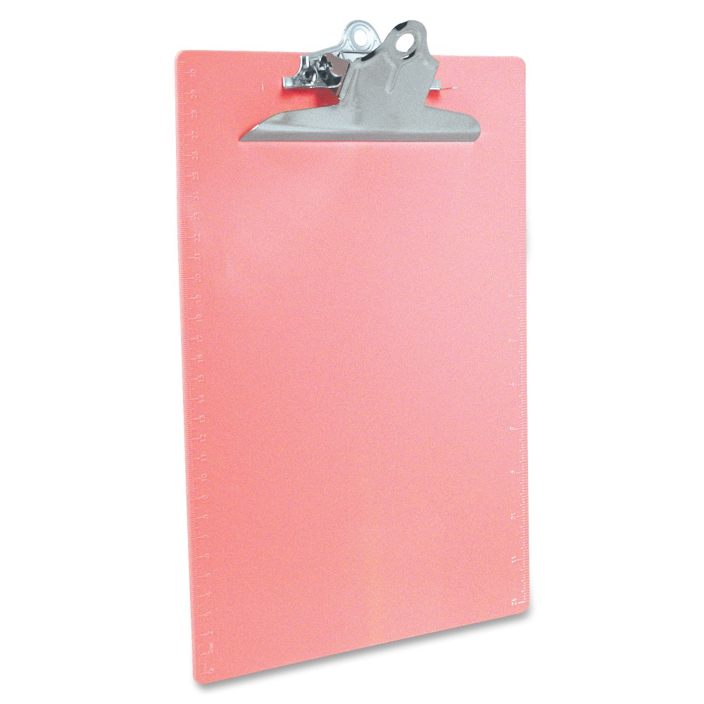 Saunders Plastic Clipboard, 1in Clip, 96% Recycled, Pink