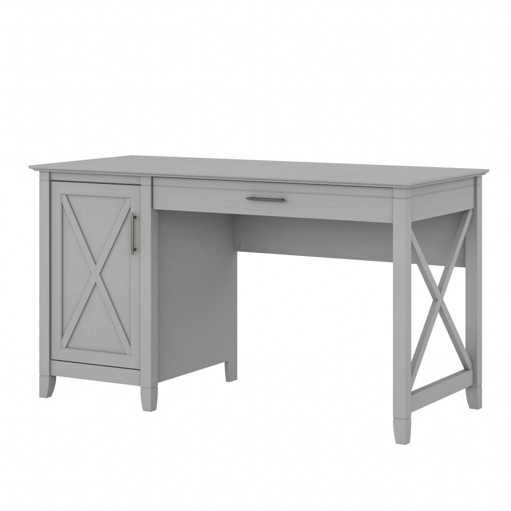 Bush Furniture Key West 54inW Computer Desk With Keyboard Tray And Storage, Cape Cod Gray, Standard Delivery