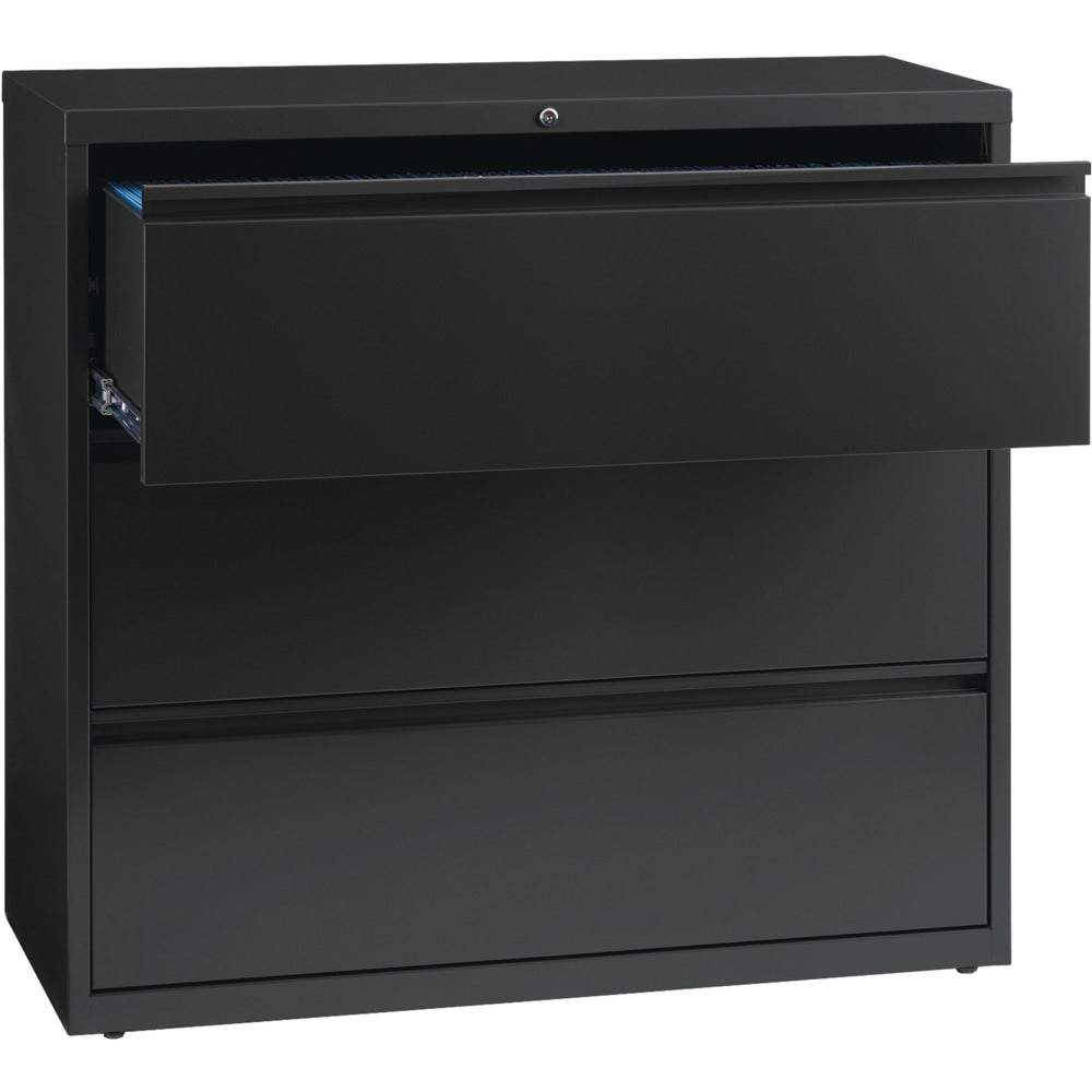 Lorell 42inW x 18-8/10inD Lateral 3-Drawer Hanging File Cabinet, Charcoal