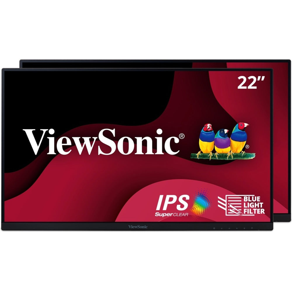 ViewSonic VA2256 22in Head-Only Monitors, FreeSync, Pack Of 2 Monitors