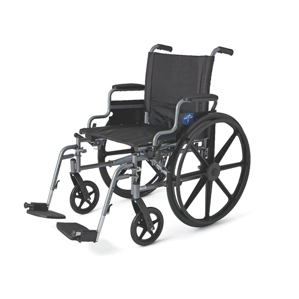 Medline K4 Extra-Wide Lightweight Wheelchair, Swing Away, 20in Seat, Gray