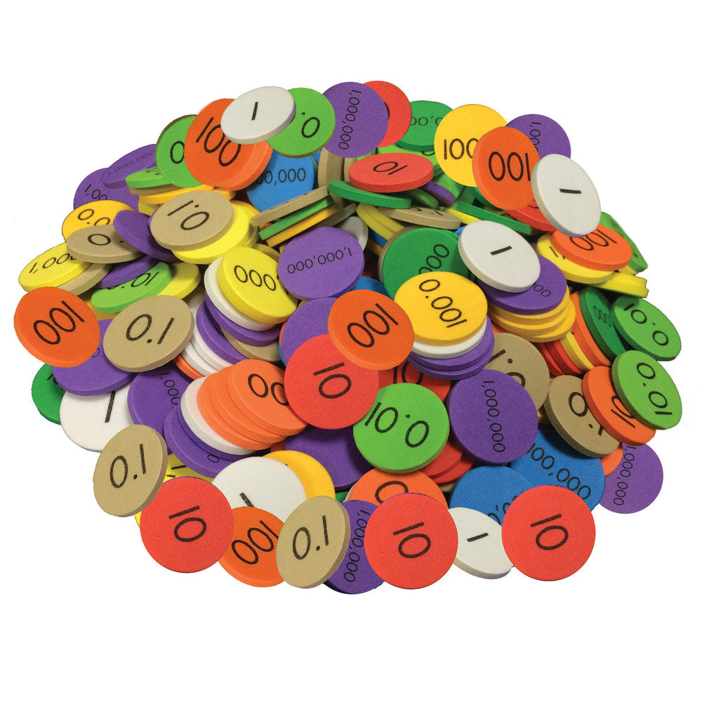 Essential Learning Products Place Value Discs, 1in Diameter, Multicolor, Grades 1 - 5, Pack Of 250 Discs