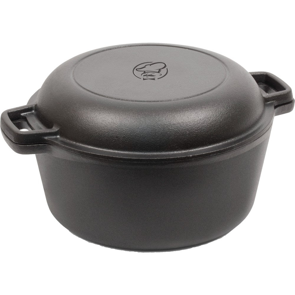 Commercial Chef 5-Quart Cast Iron Skillet/Pot Combo, Black