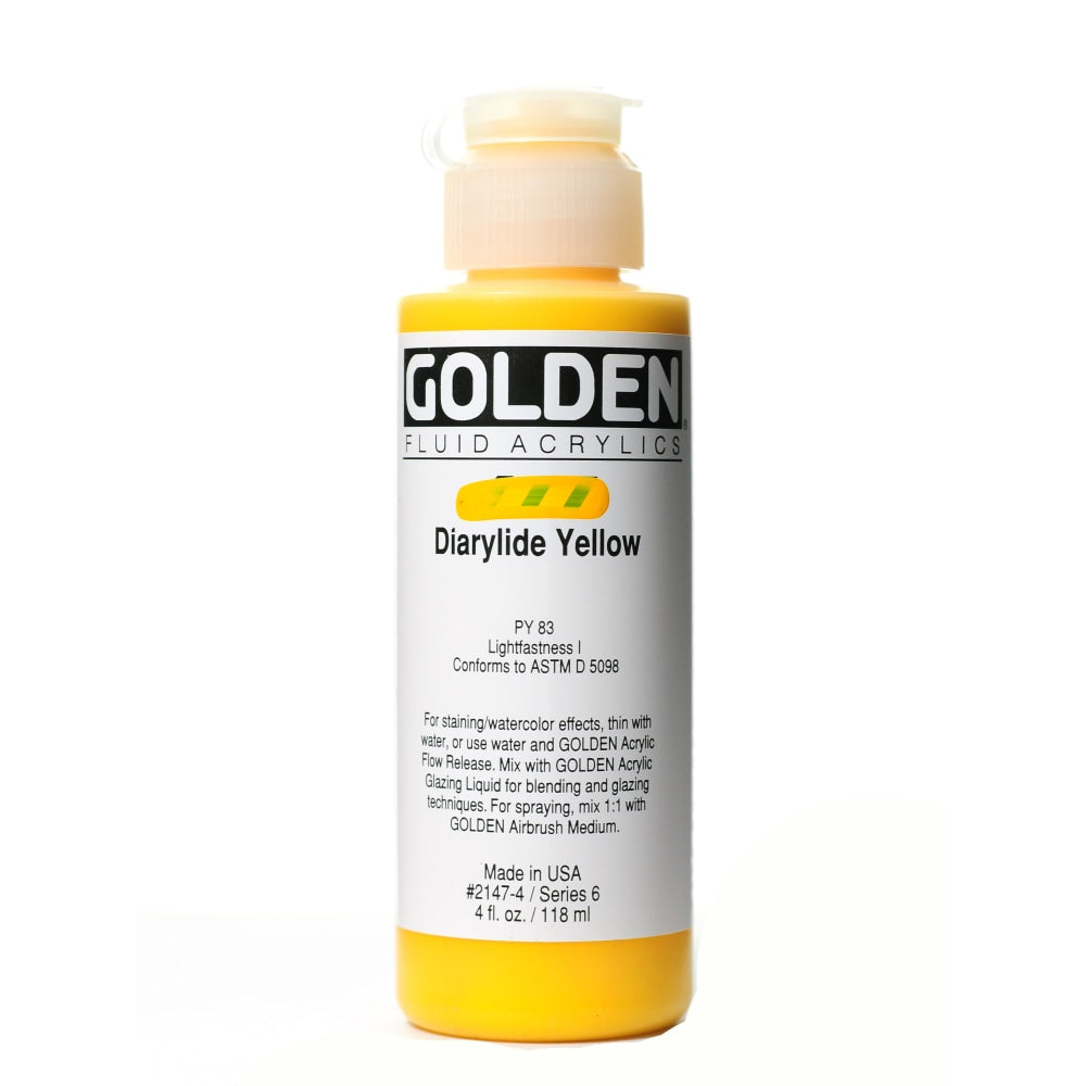 Golden Fluid Acrylic Paint, 4 Oz, Diarylide Yellow