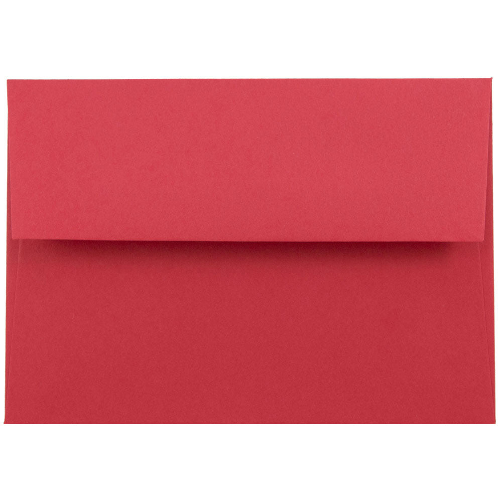 JAM Paper Stationery Set, 5 1/4in x 7 1/4in, 30% Recycled, Set Of 25 White Cards And 25 Red Envelopes