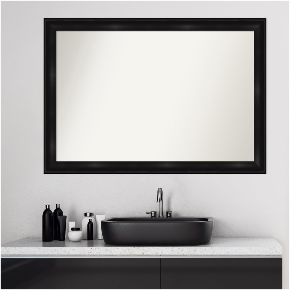 Amanti Art Narrow Non-Beveled Rectangle Framed Bathroom Wall Mirror, 28in x 40in, Grand Black