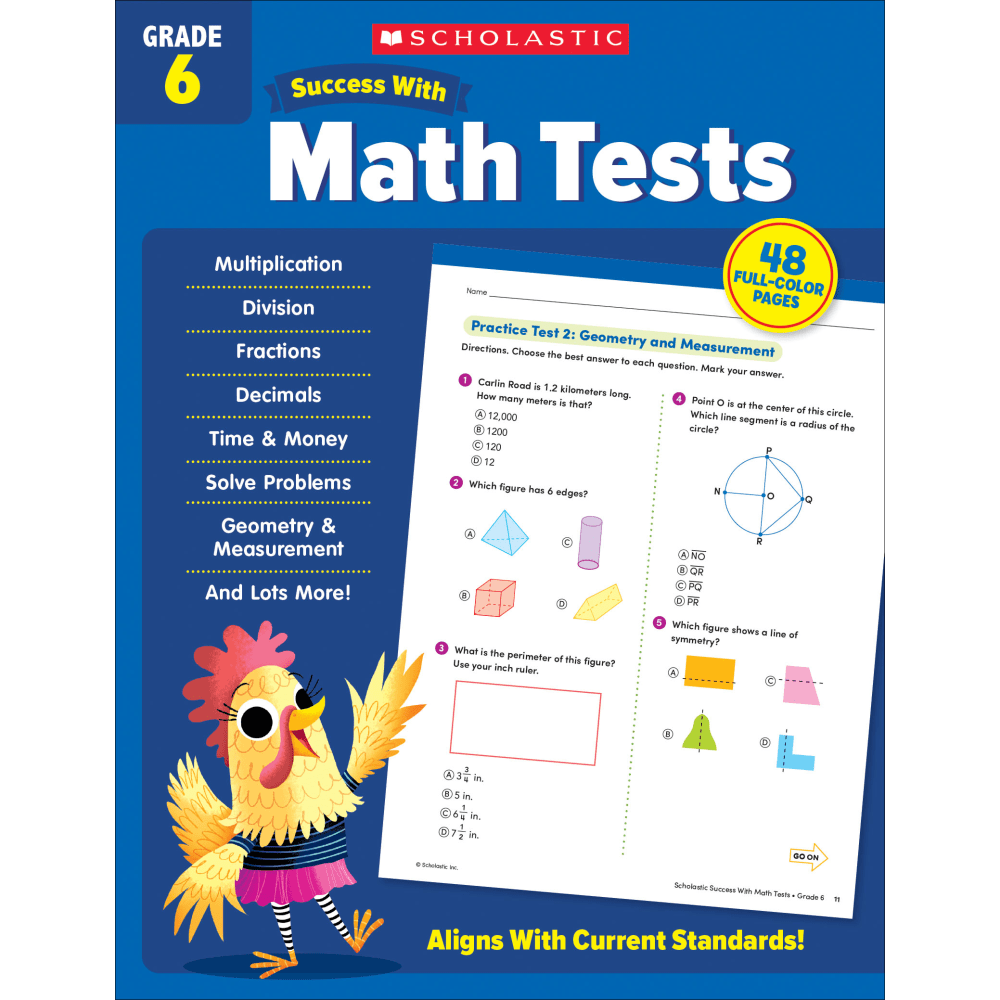 Scholastic Success With Math Tests Workbook, Grade 6