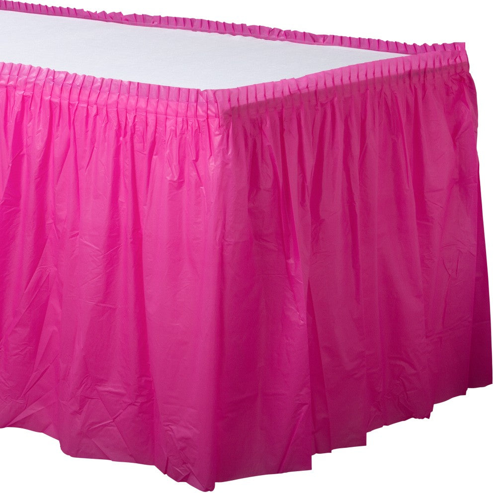 Amscan Plastic Table Skirts, Bright Pink, 21' x 29in, Pack Of 2 Skirts