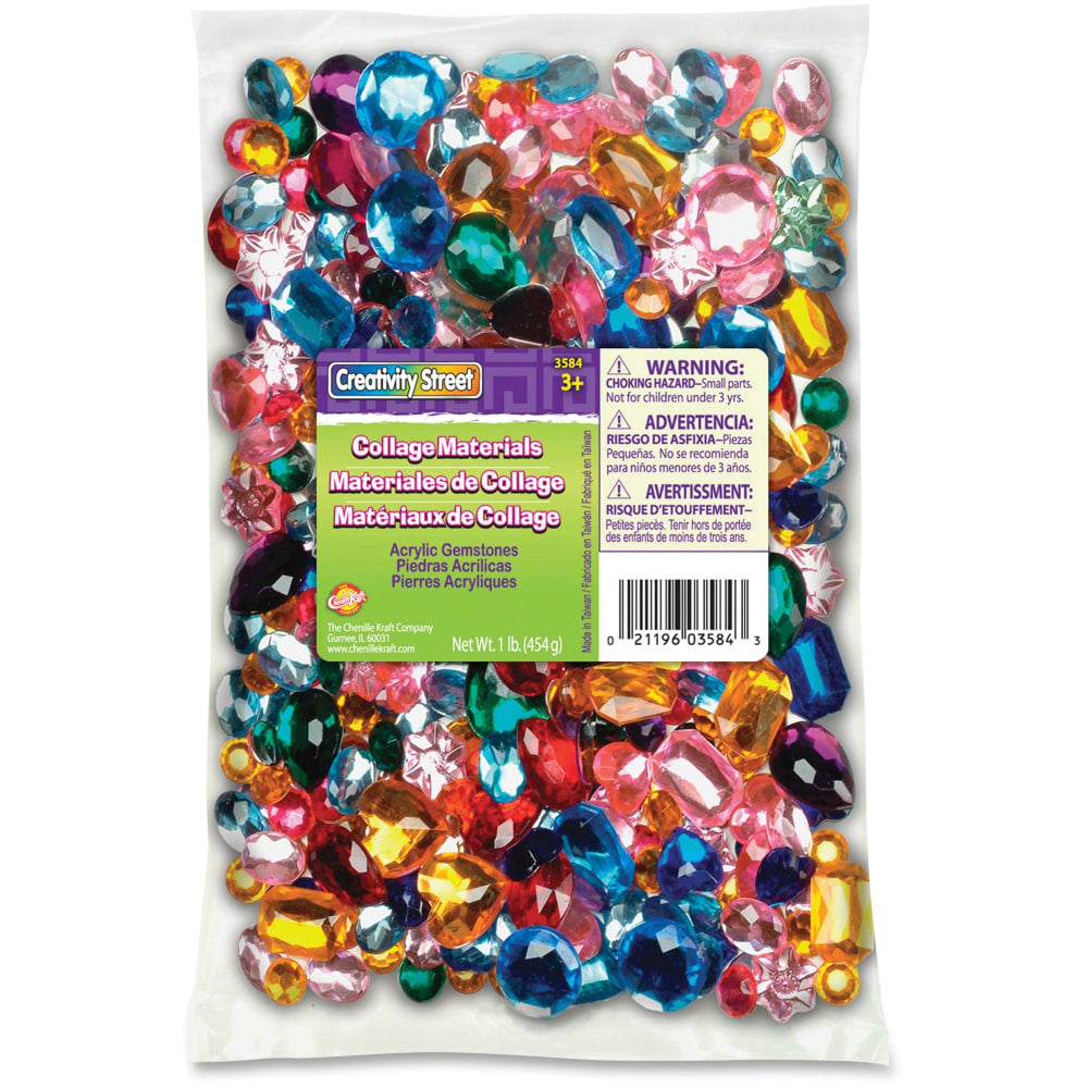 Creativity Street Acrylic Gemstones & Buttons, Assorted Sizes, Assorted Colors, 1 Lb Bag