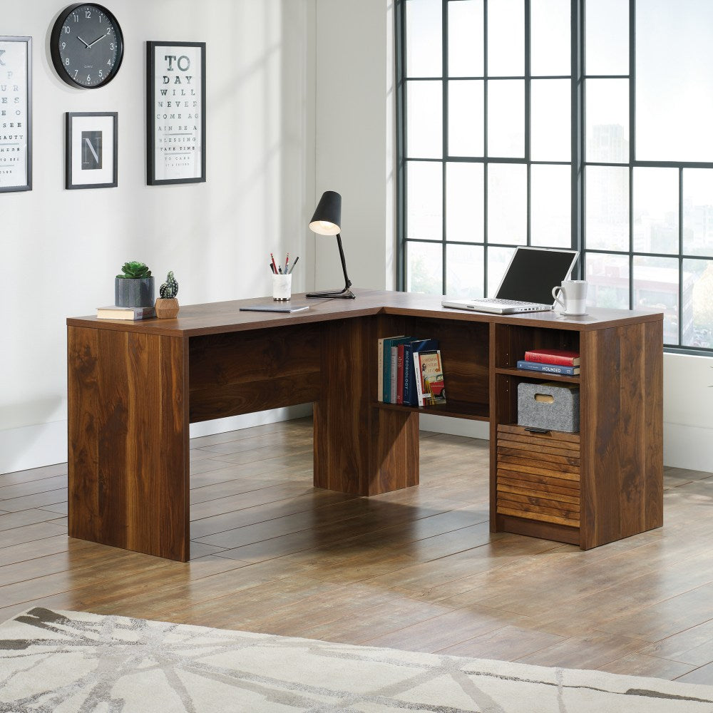 Sauder Harvey Park 59inW L-Shaped Corner Desk, Grand Walnut