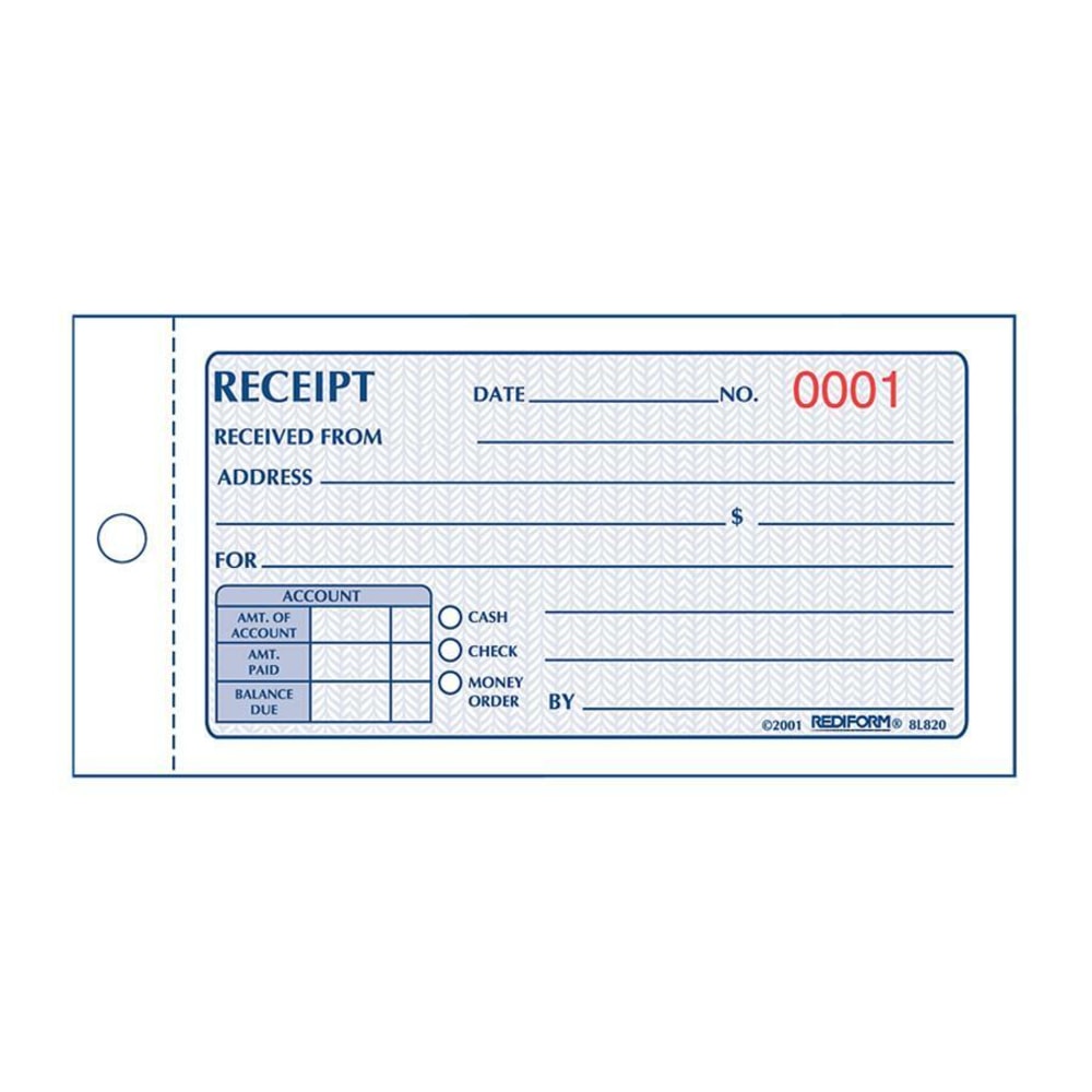 Rediform Money Receipt 2/Part Collection Forms - 50 Sheet(s) - 2 PartCarbonless Copy - 5in x 2 3/4in Sheet Size - White, Yellow - Assorted Sheet(s) - 1 Each