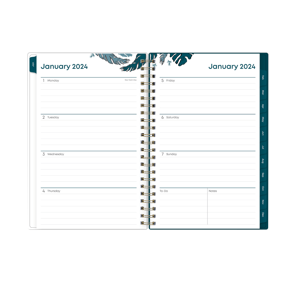 2024 Blue Sky Grenada CYO Weekly/Monthly Planning Calendar, 5in x 8in, Green, January to December 2024, 137275