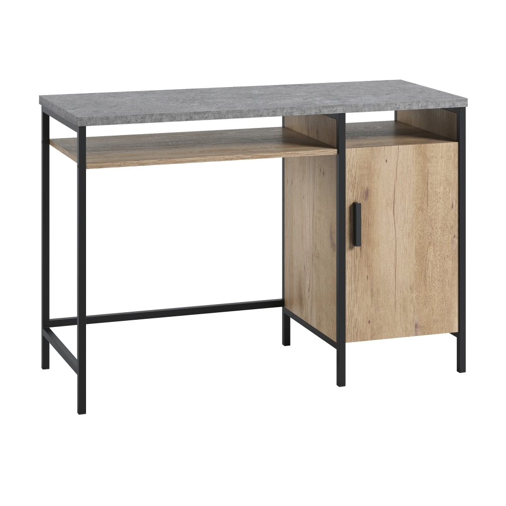 Sauder Market Commons 45inW Single-Pedestal Computer Desk With Door, Prime Oak/Slate Gray