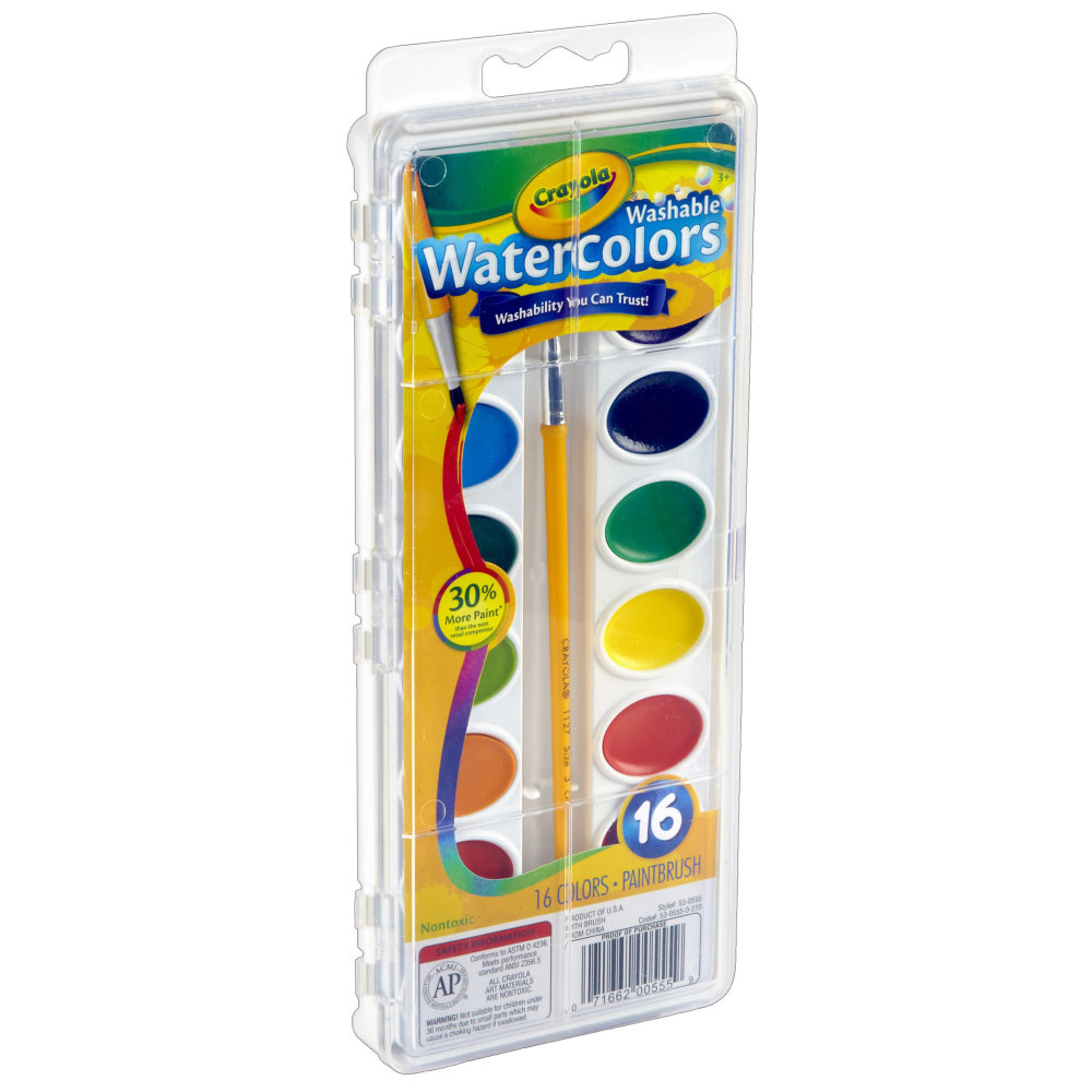 Crayola Watercolor Set, 1 Oz, Assorted Colors, 16 Paints Per Set, Pack Of 6 Sets