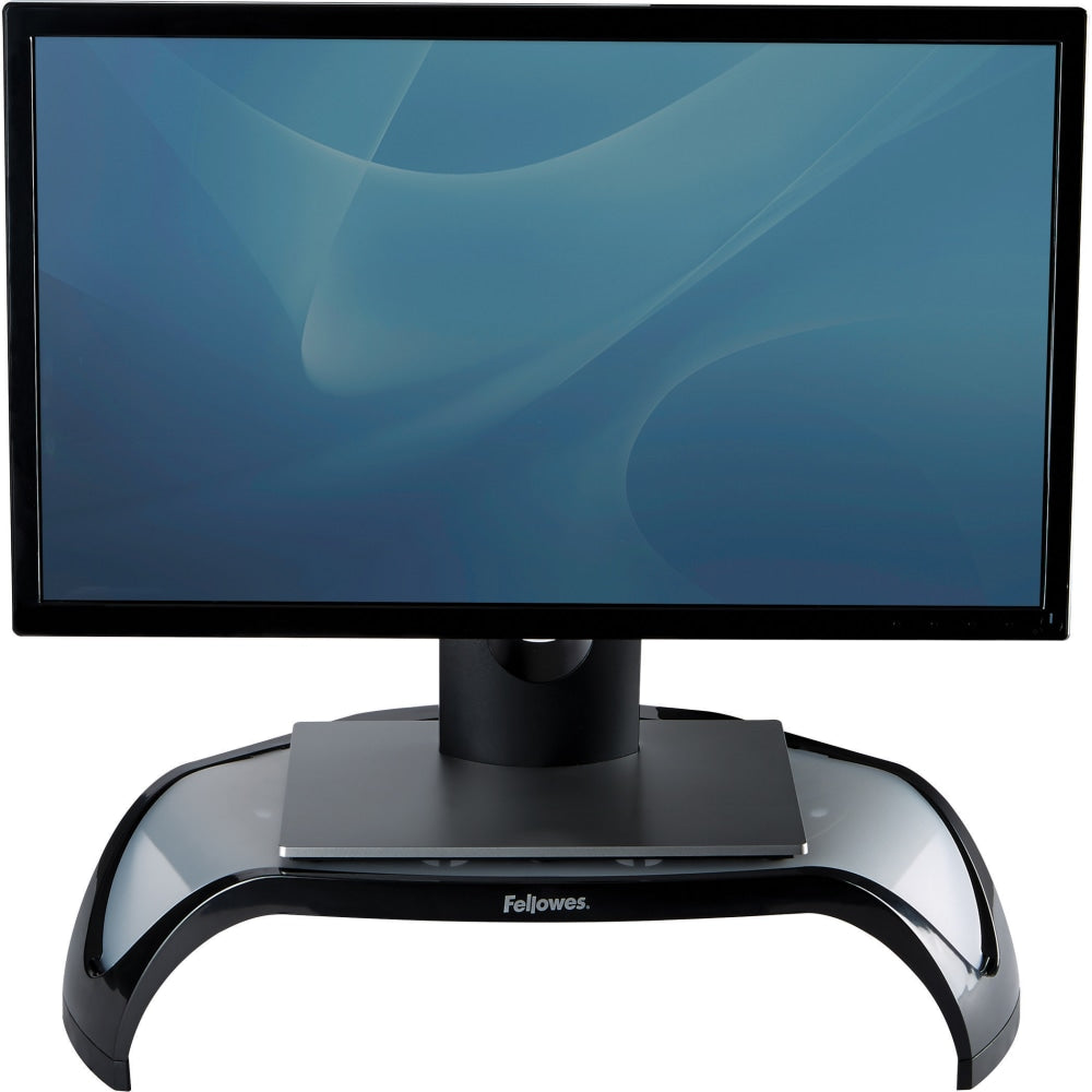 Fellowes Smart Suites height Adjustable Corner Monitor Riser, 5.13inH x 18.50inW x 12.50inD, Black/Silver