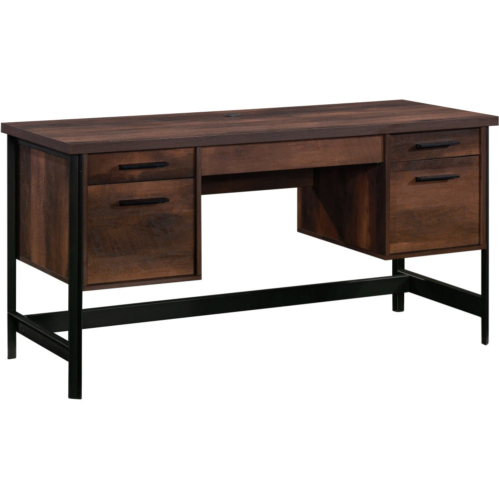 Sauder Briarbrook 60inW Commercial Computer Desk With Floating Pedestals, Barrel Oak/Black