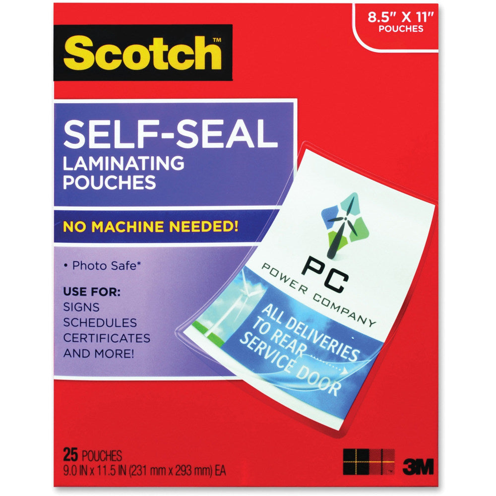 Scotch Self-Seal Laminating Pouches, 25 Laminating Sheets, Laminate Business Cards, Banners and Essays, Ideal Office or Back to School Supplies, Fits Letter Size (9 in. x 11.5 in.) Paper