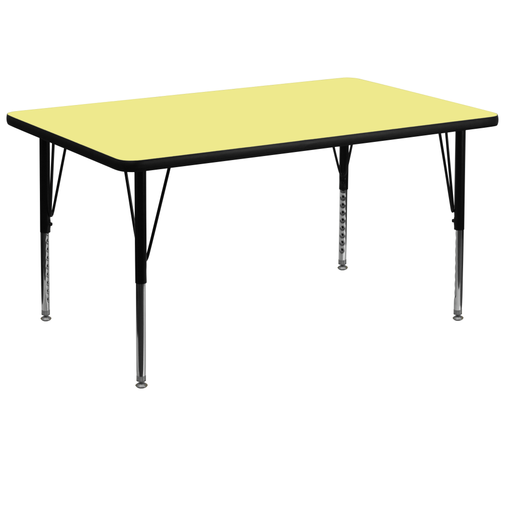 Flash Furniture 72inW Rectangular Thermal Laminate Activity Table With Short Height-Adjustable Legs, Yellow