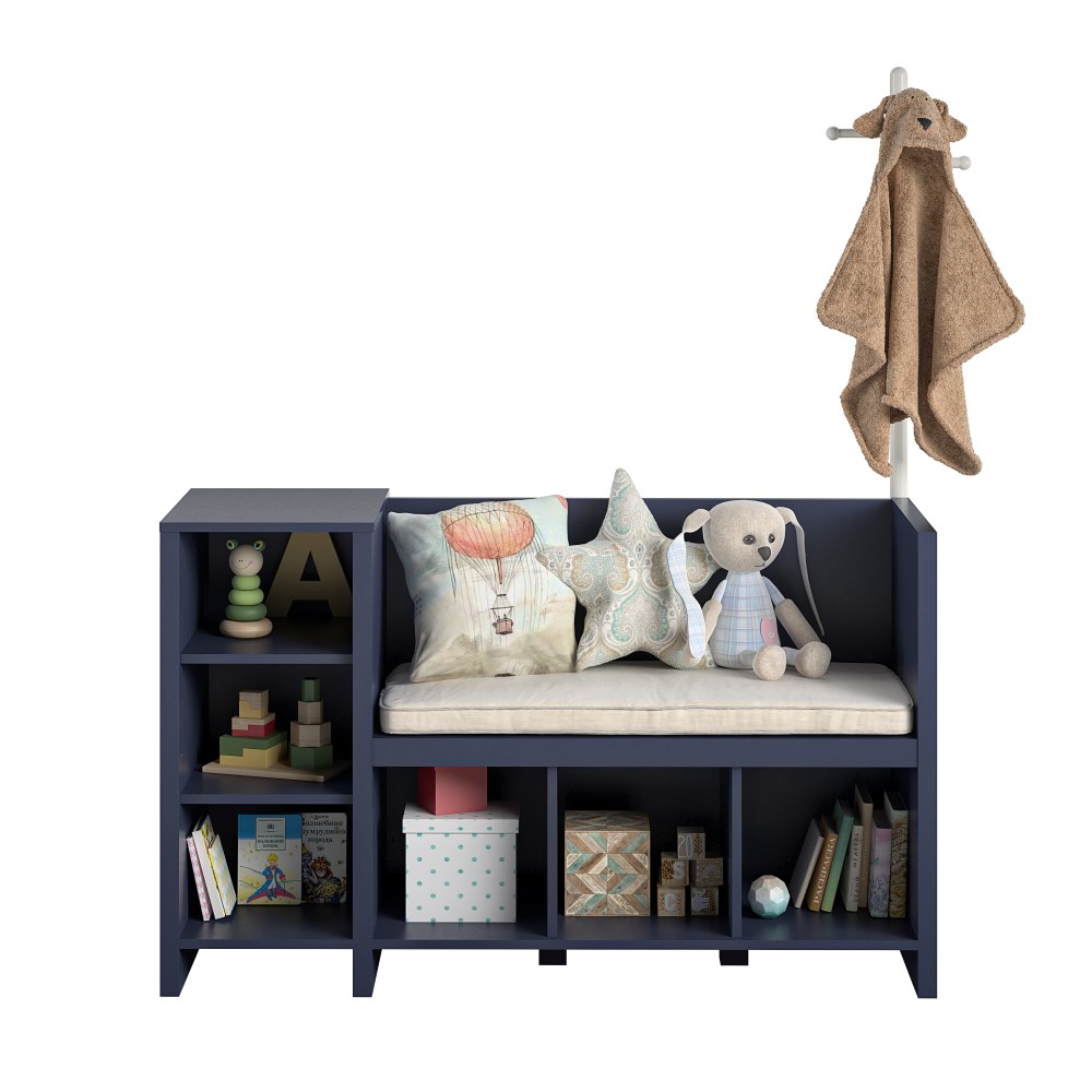 Ameriwood Home Tyler Storage Bench And Coat Rack, Navy