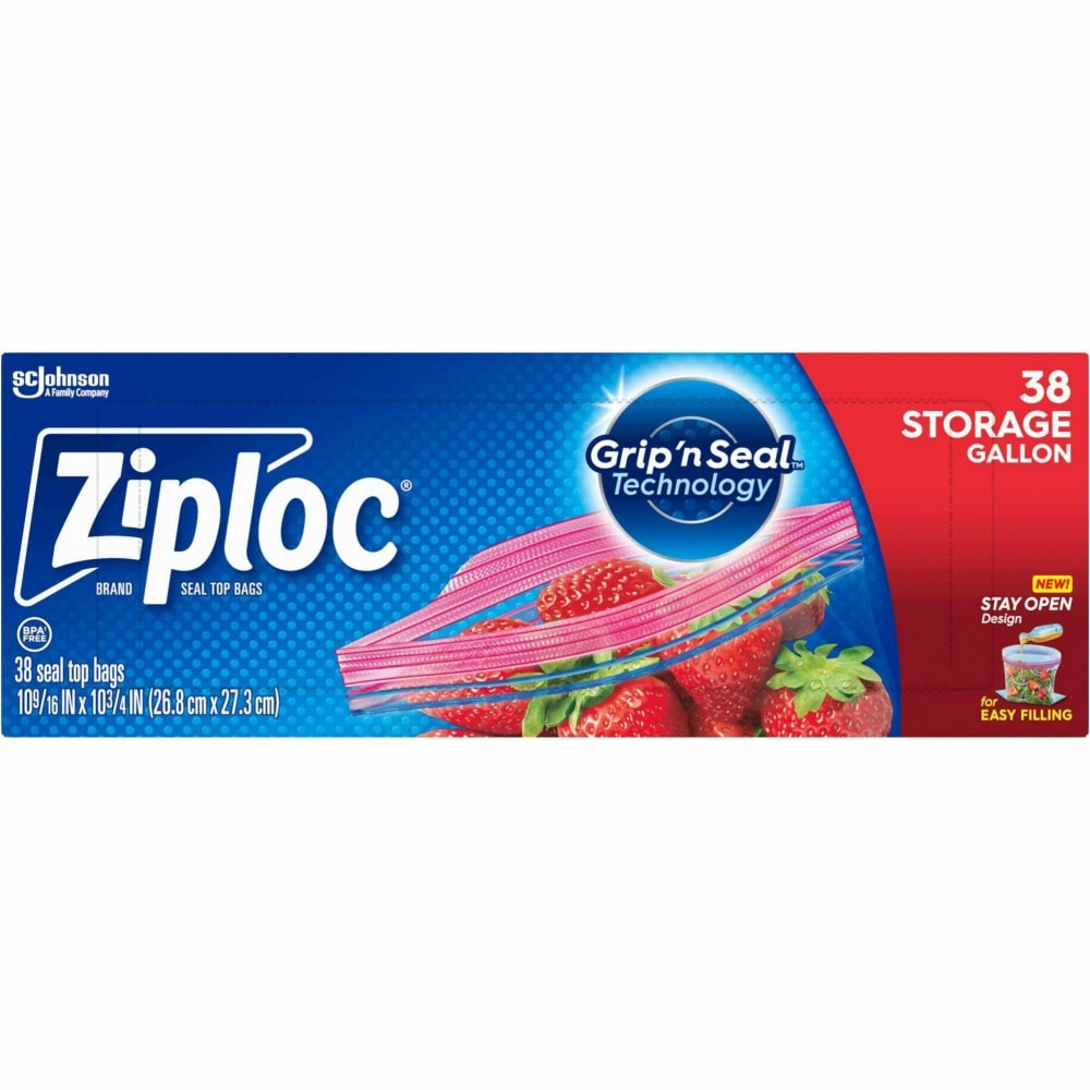 Ziploc Stand-Up Storage Bags - Blue - 9/Carton - Kitchen