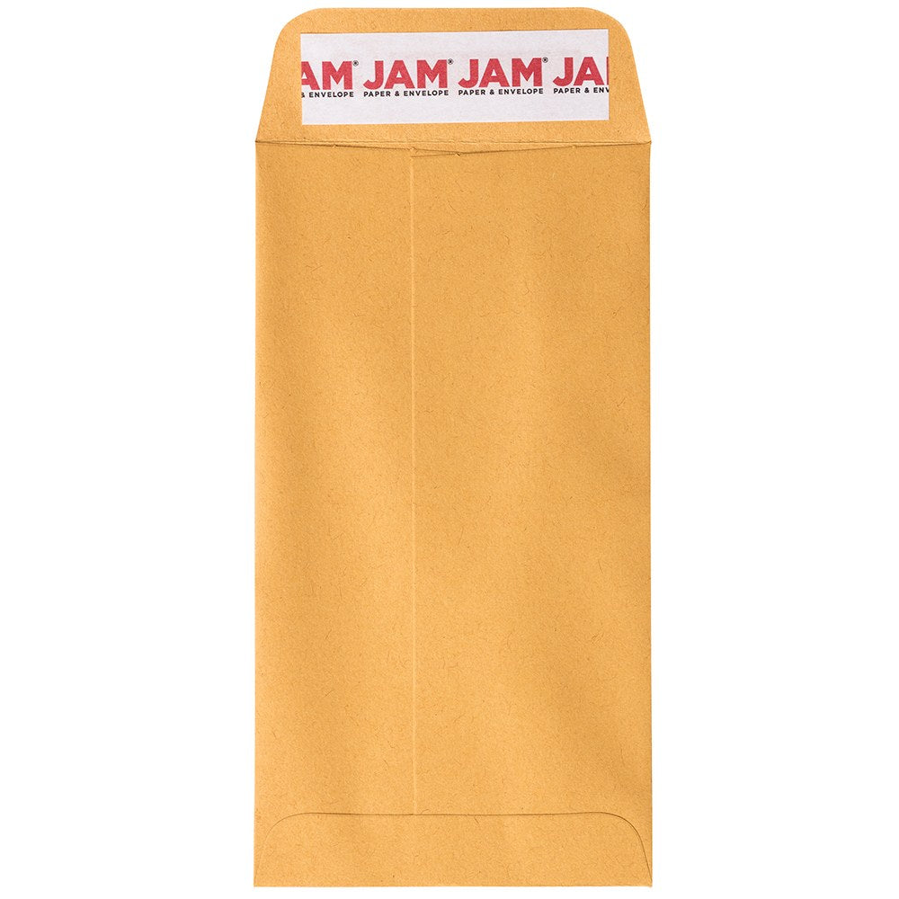 JAM Paper #7 Kraft Manila Coin Envelopes, 3-1/2in x 6-1/2in, Brown, Pack Of 50 Envelopes