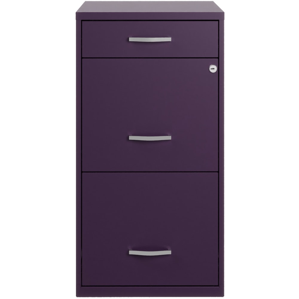 Realspace SOHO Organizer 18inD Vertical 3-Drawer File Cabinet, Purple