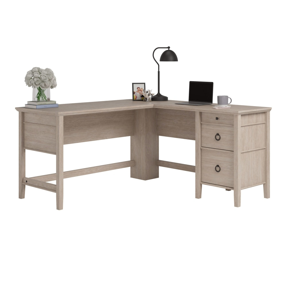 Sauder East Adara 60inW L-Computer Desk With File Drawer And Storage Drawers, Cascade Oak