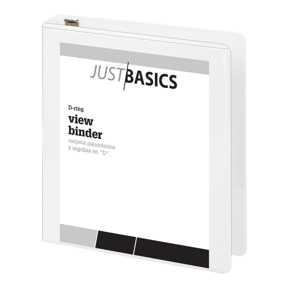 Just Basics Basic View 3-Ring Binder, 1 1/2in D-Rings, White