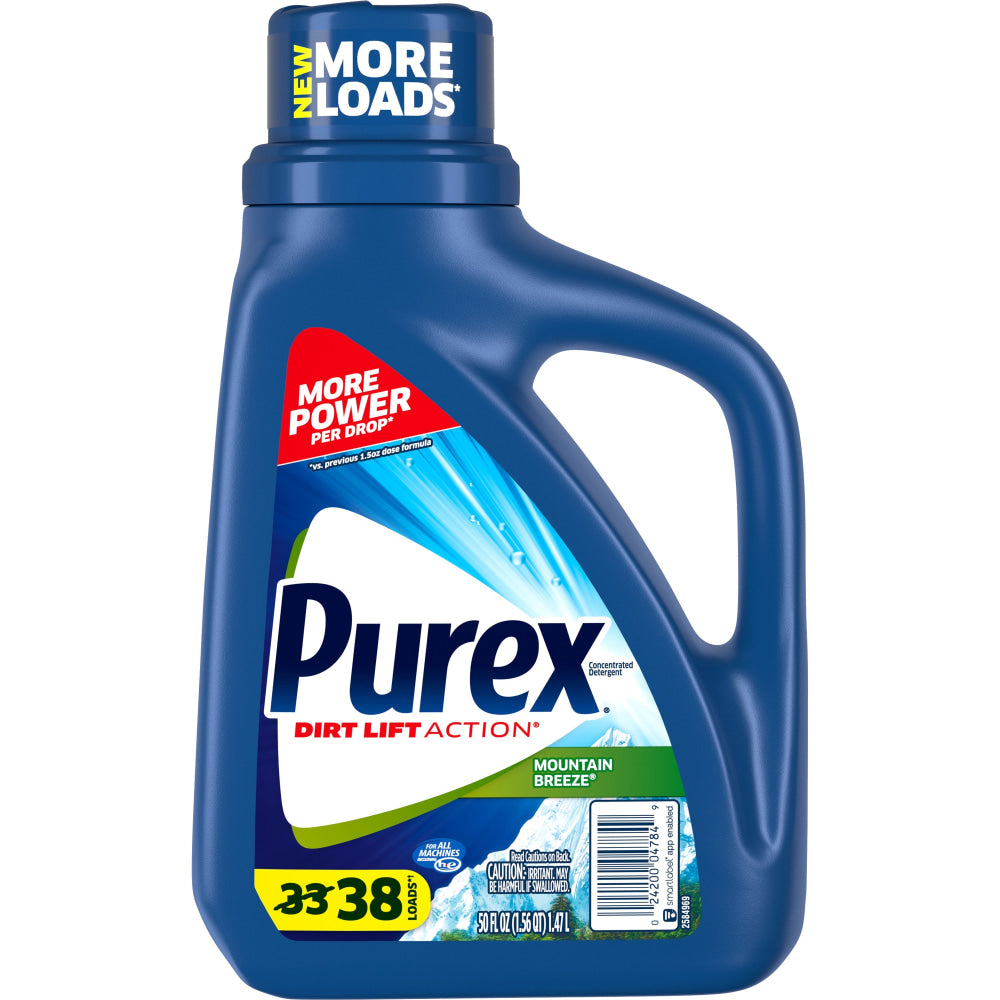 Purex Mountain Scent Liquid Detergent - Concentrate - 50 fl oz (1.6 quart) - Mountain Breeze, Outdoor, Springtime Floral Blooms, Crisp Mountain Air Scent - 6 / Carton - Blue