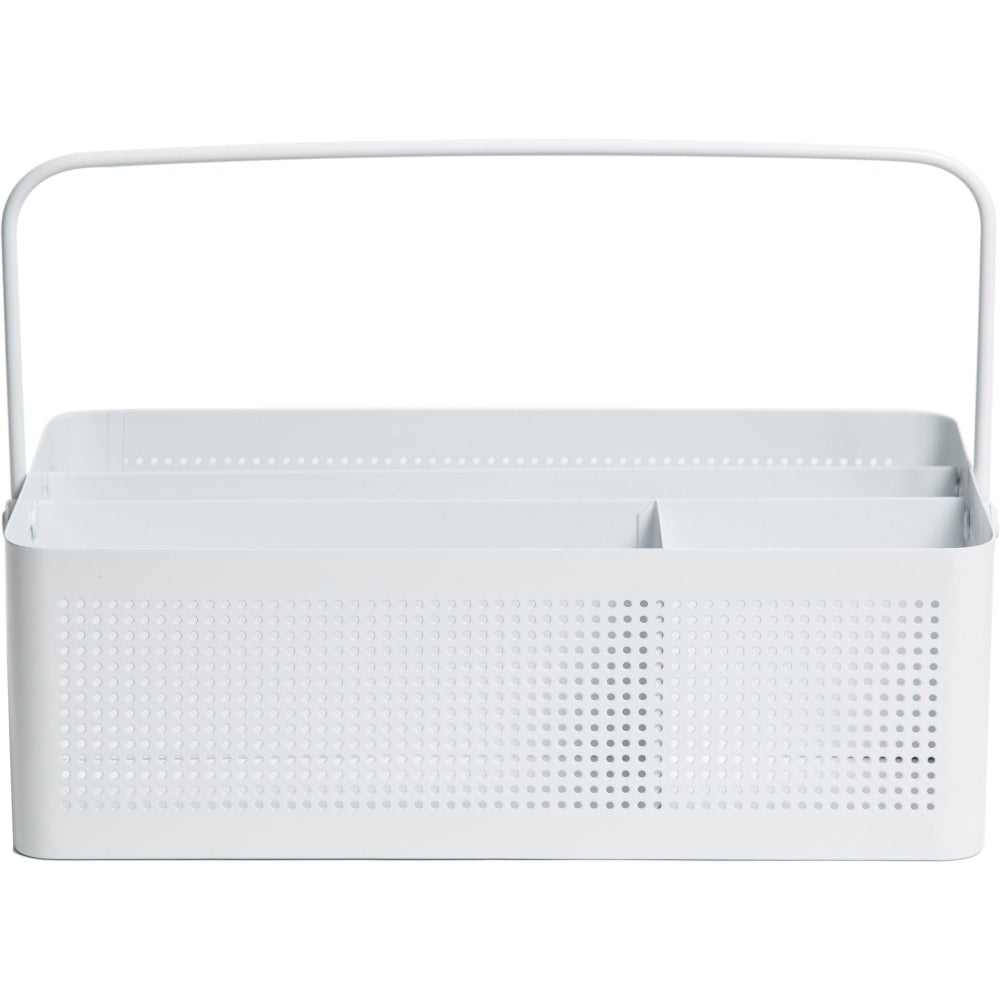 U Brands Modern Perforated Metal Desk Caddy, 3-15/16inH x 12-5/16inW x 6-15/16inD, White