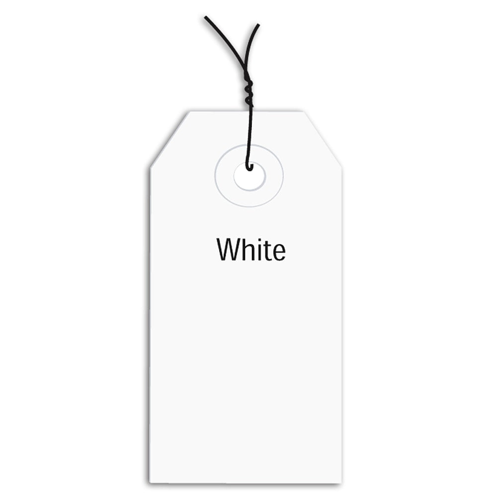 Partners Brand Prewired Color Shipping Tags, #2, 3 1/4in x 1 5/8in, White, Box Of 1,000