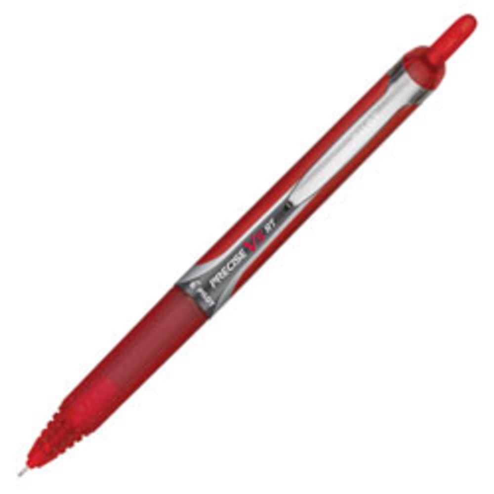 Pilot Precise V5 Liquid Ink Retractable Rollerball Pens, Extra Fine Point, 0.5 mm, Assorted Barrels, Red Ink, Pack Of 12