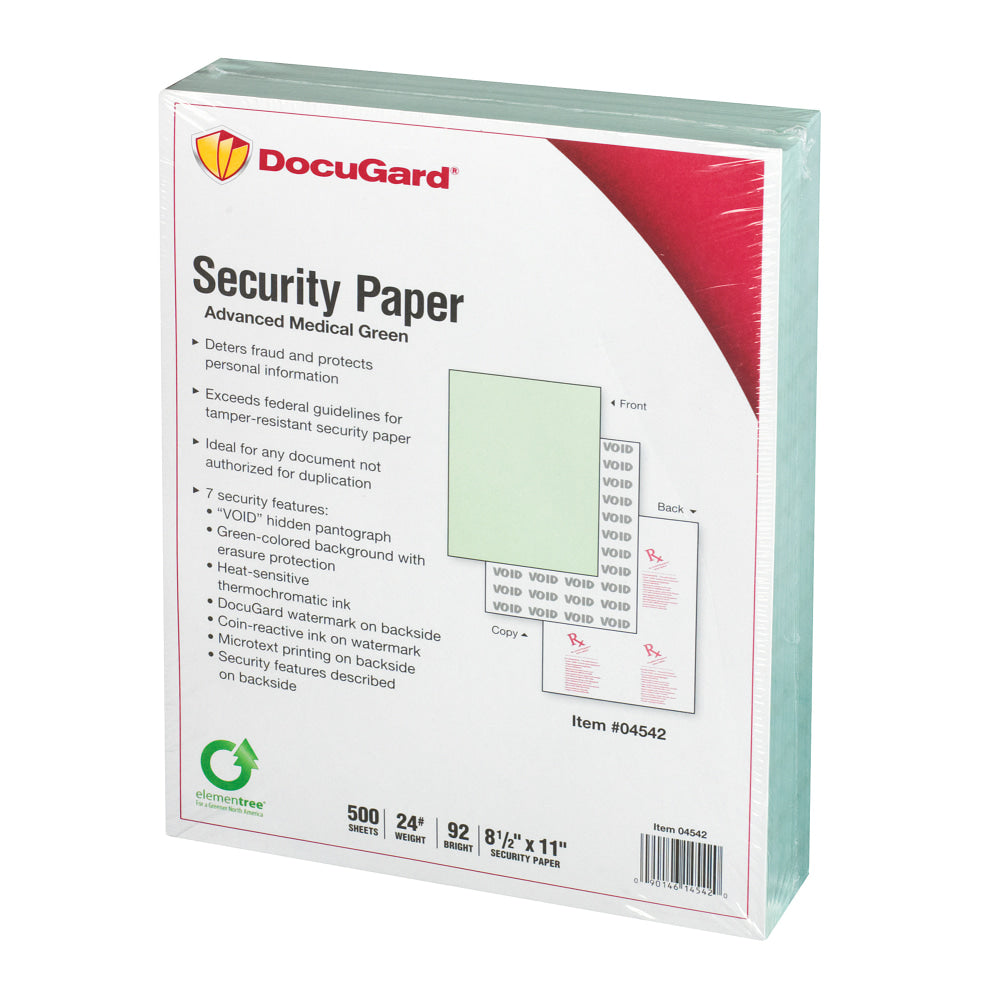 DocuGard Medical Prescription Papers, Advanced Medical 7, 1-Part, 8 1/2in x 11, 500 Sheets, Green