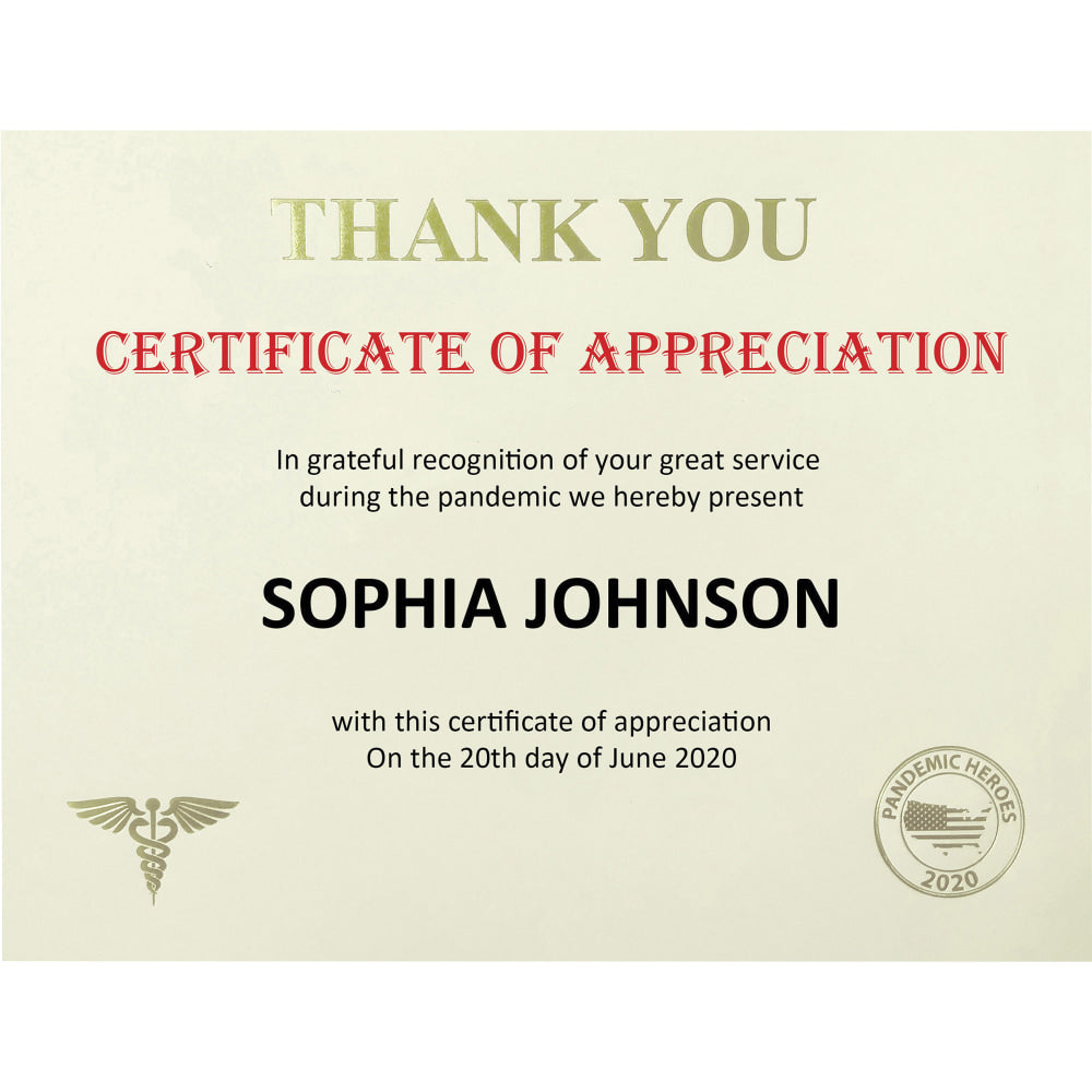 St. James Premium-Weight Certificates - 65 lb Basis Weight - "Thank You" - 8.5in x 11in - Inkjet, Laser Compatible - Ivory, Gold Foil - 25 / Pack - TAA Compliant