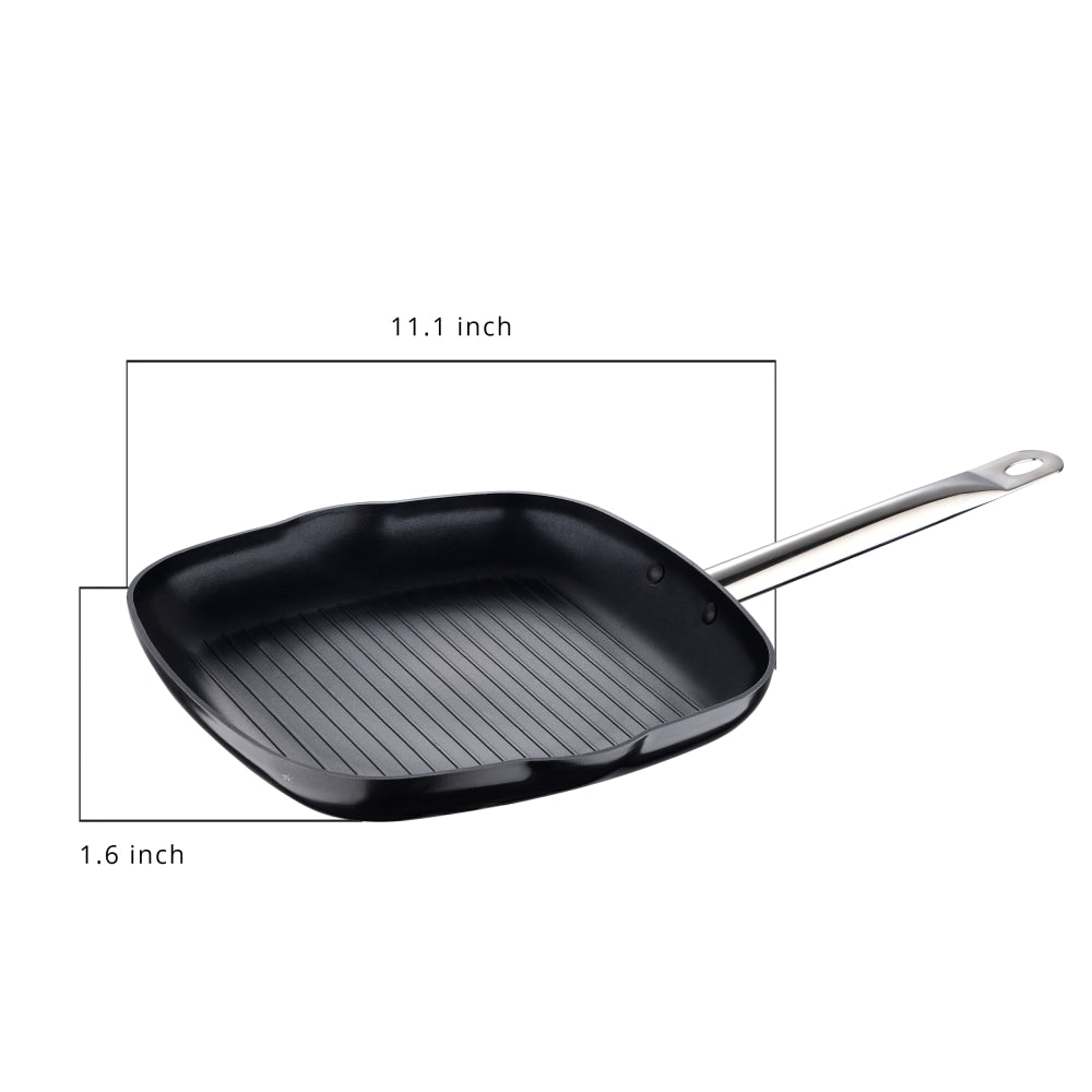 Bergner Prochef Square Grill Pan, 11in, Black