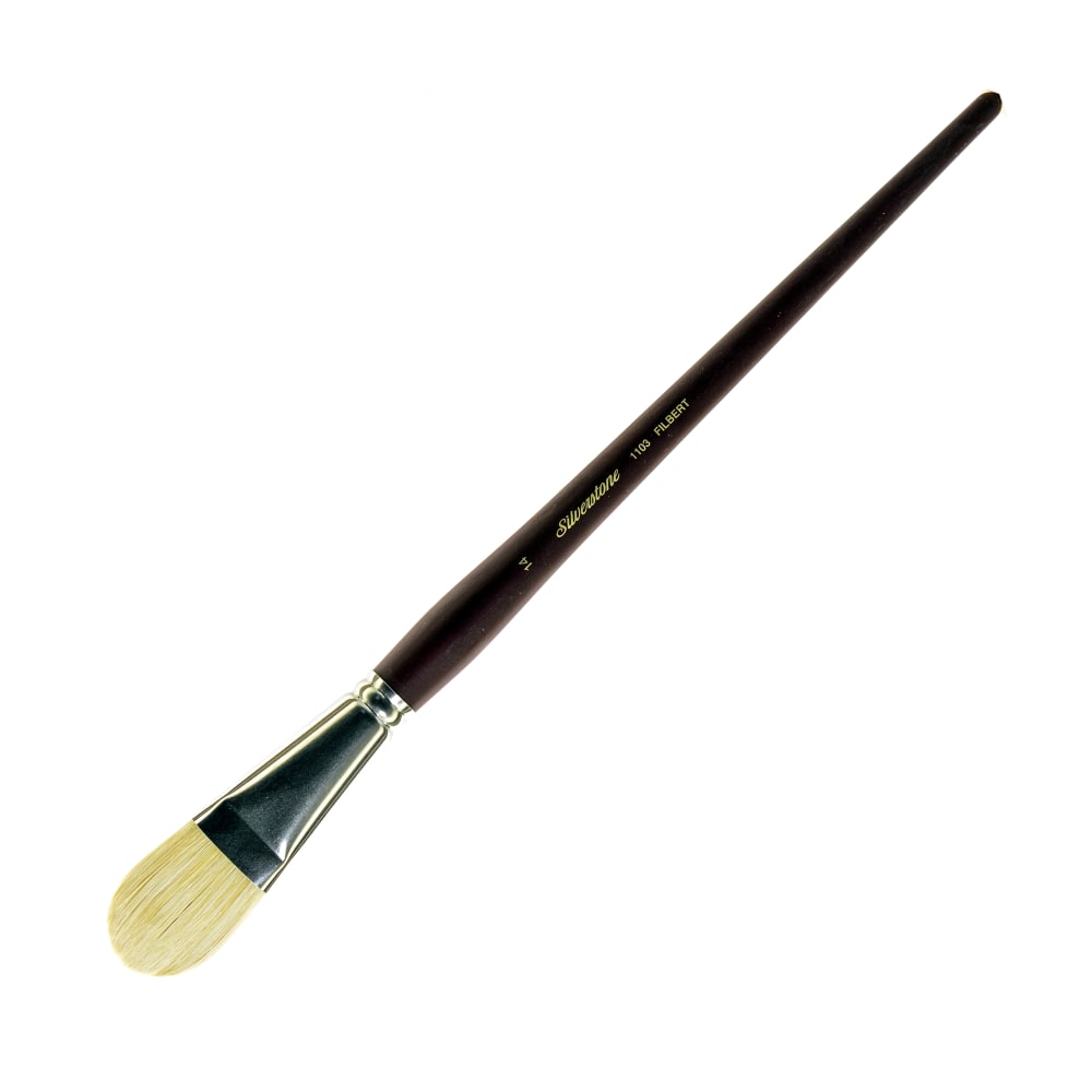 Silver Brush Silverstone Paint Brush, Series 1103, Size 14, Filbert Bristle, Hog Hair, Maroon