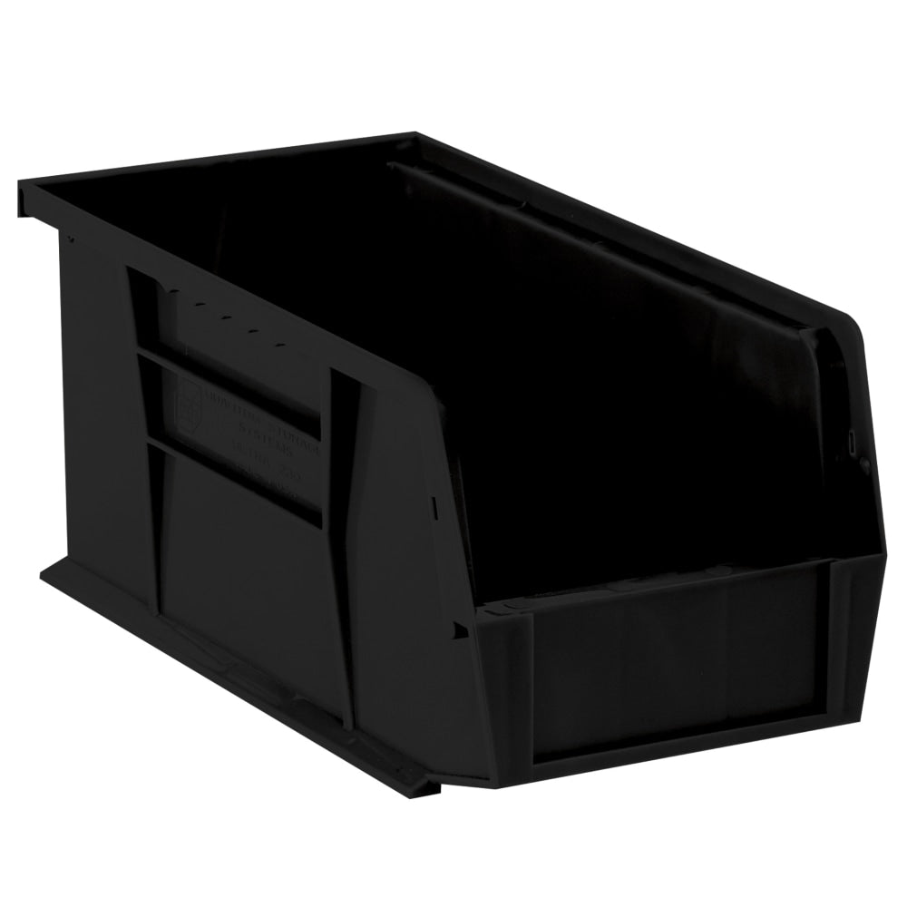 Partners Brand Plastic Stack & Hang Bin Boxes, Small Size, 10 7/8in x 5 1/2in x 5in, Black, Pack Of 12