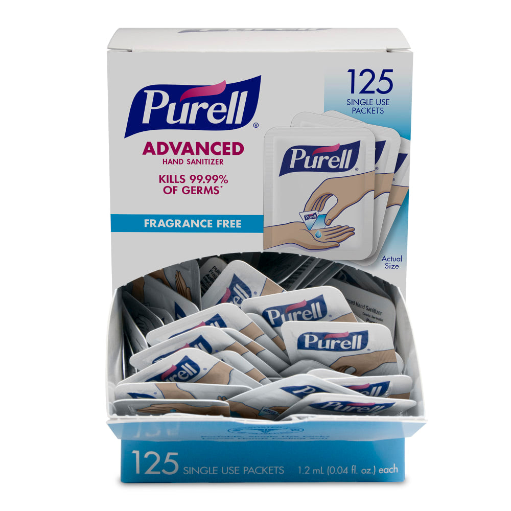 Purell Singles Advanced Hand Sanitizer Individual Single-Use Packets, 1.2 mL, 125 Packets Per Box, Case Of 12 Boxes