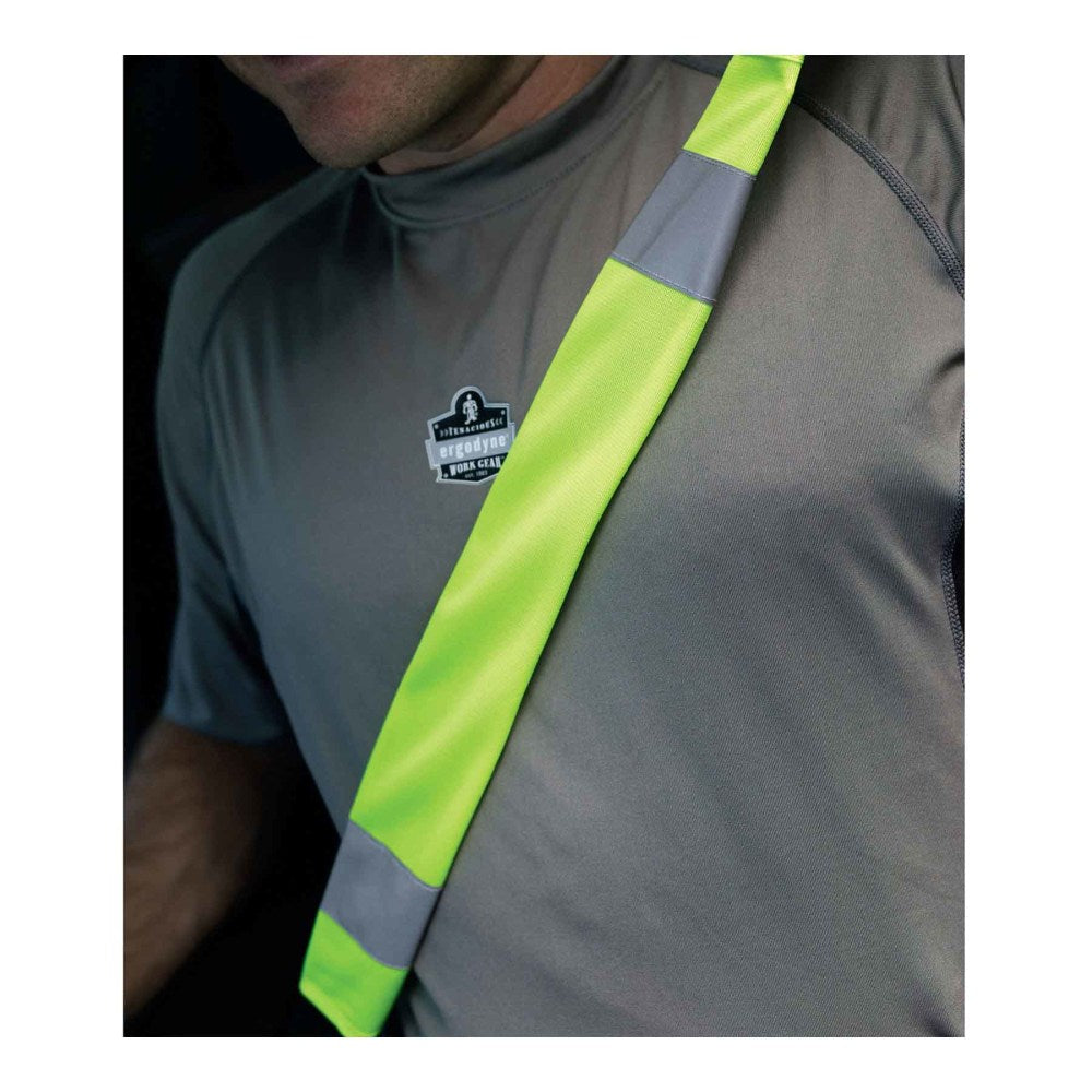 Ergodyne GloWear 8004 High-Visibility Seat Belt Cover, 18in x 3in, Lime