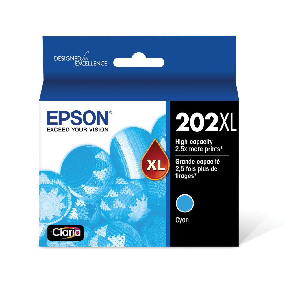 Epson 202XL Claria Cyan High-Yield Ink Cartridge, T202XL220-S