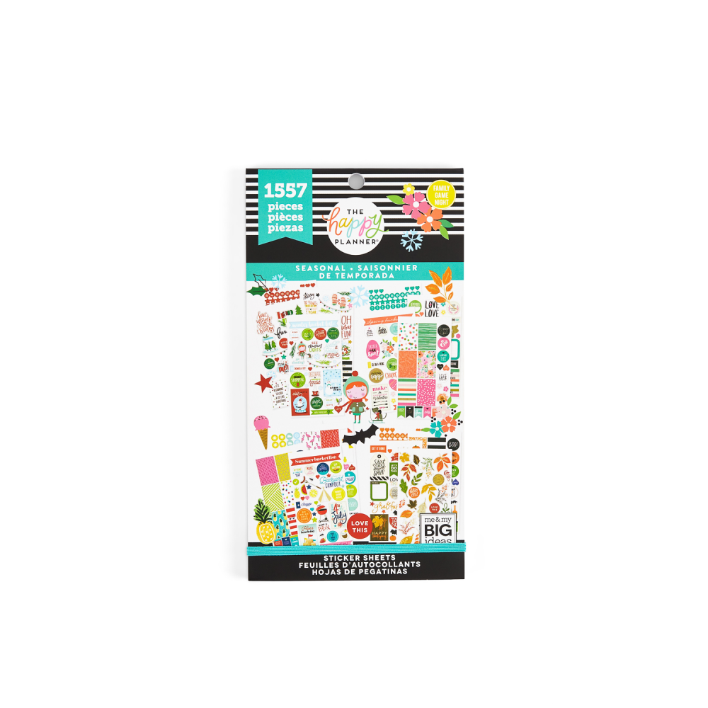 Happy Planner Classic Stickers, 9inH x 4-3/4inW x 1/4inD, Seasonal, Value Pack Of 1,557 Stickers