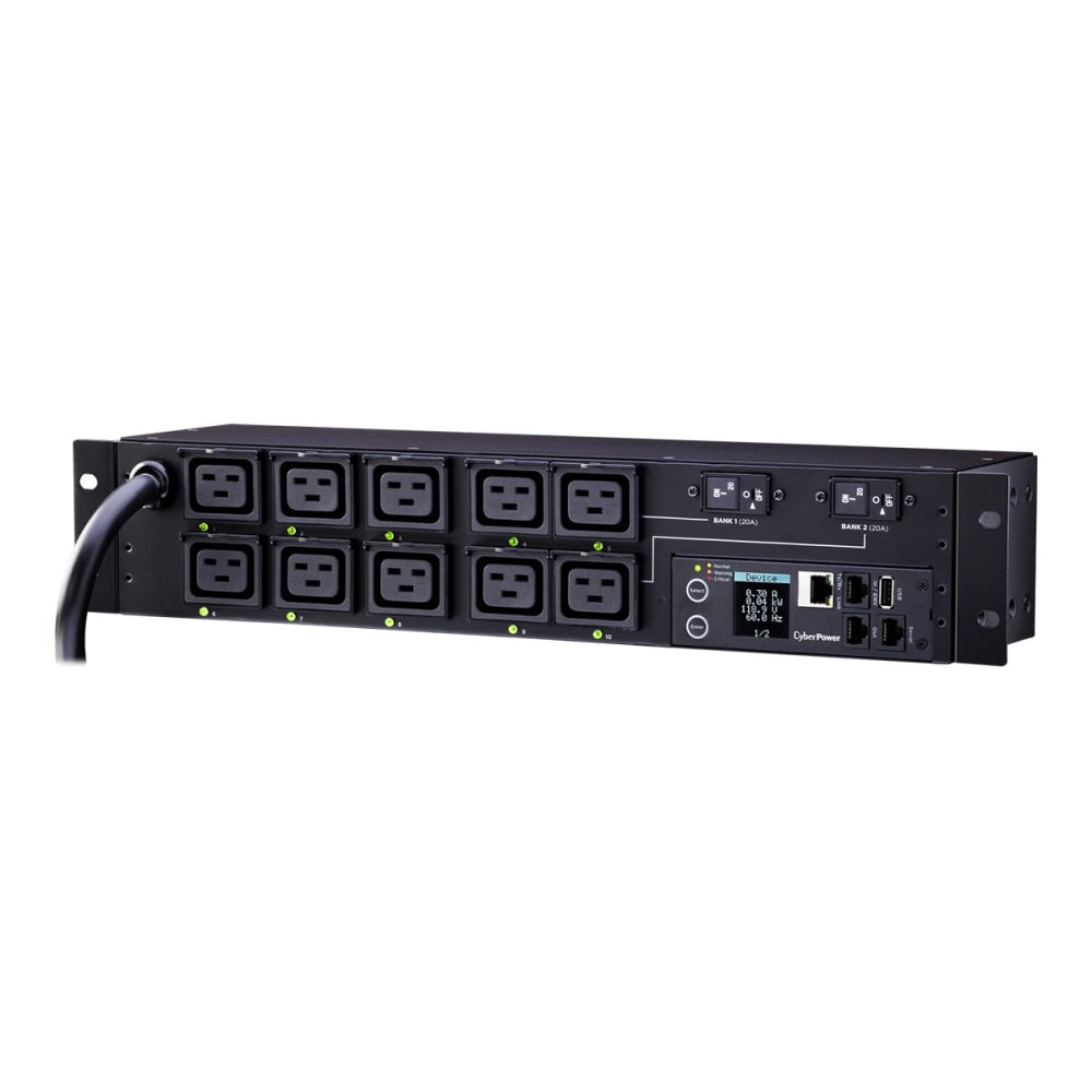 CyberPower Switched Metered-by-Outlet PDU81009 - Power distribution unit (rack-mountable) - AC 200-240 V - Ethernet, USB, serial - input: NEMA L6-30 - output connectors: 10 (IEC 60320 C19) - 2U - 12 ft cord