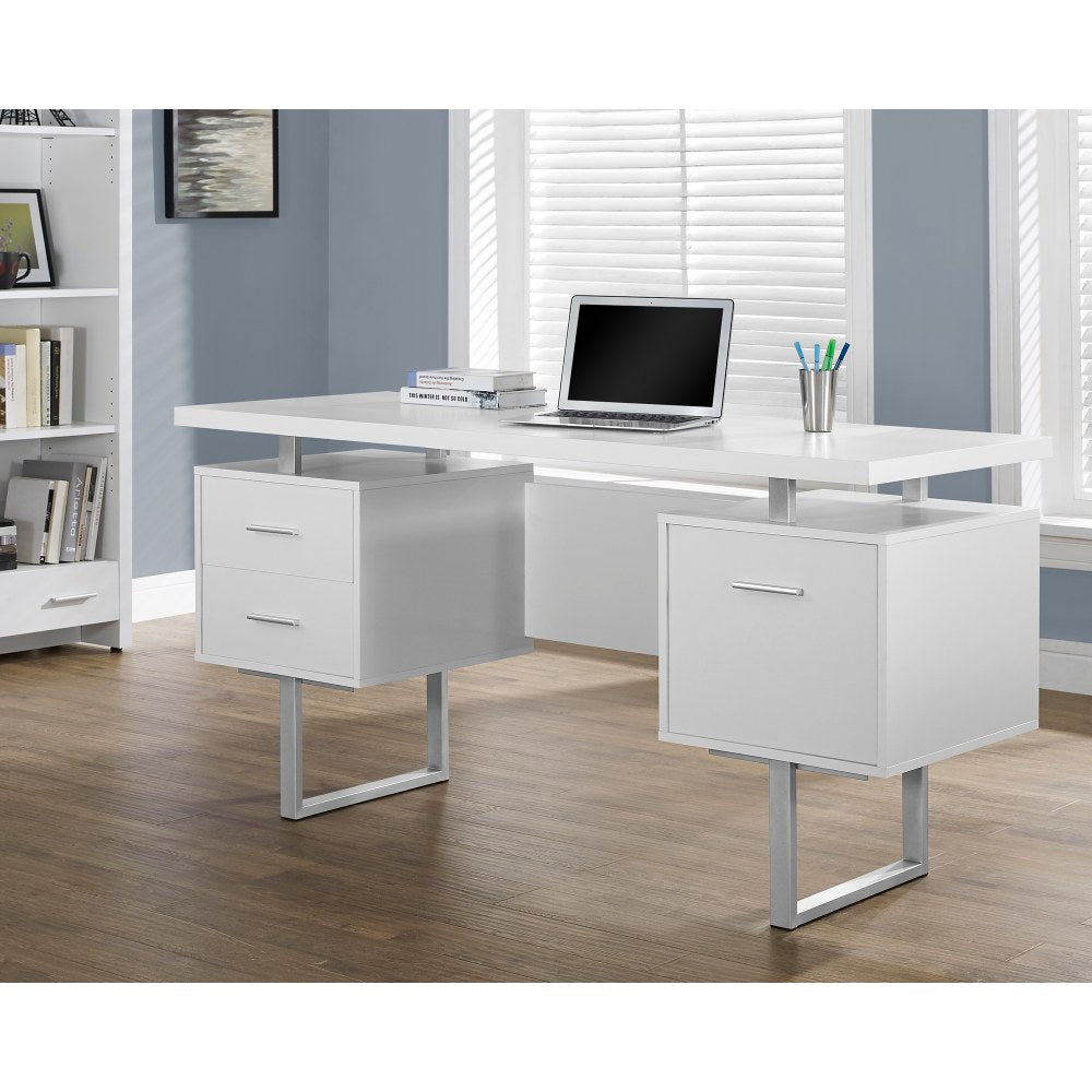 Monarch Specialties Retro-Style 60inW Computer Desk, White