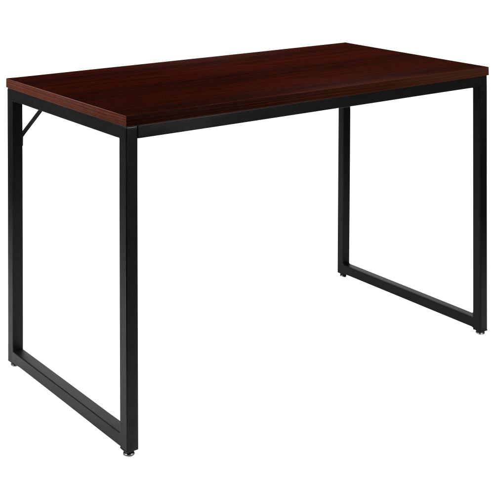 Flash Furniture 48inW Commercial-Grade Industrial Office Computer Desk, Mahogany