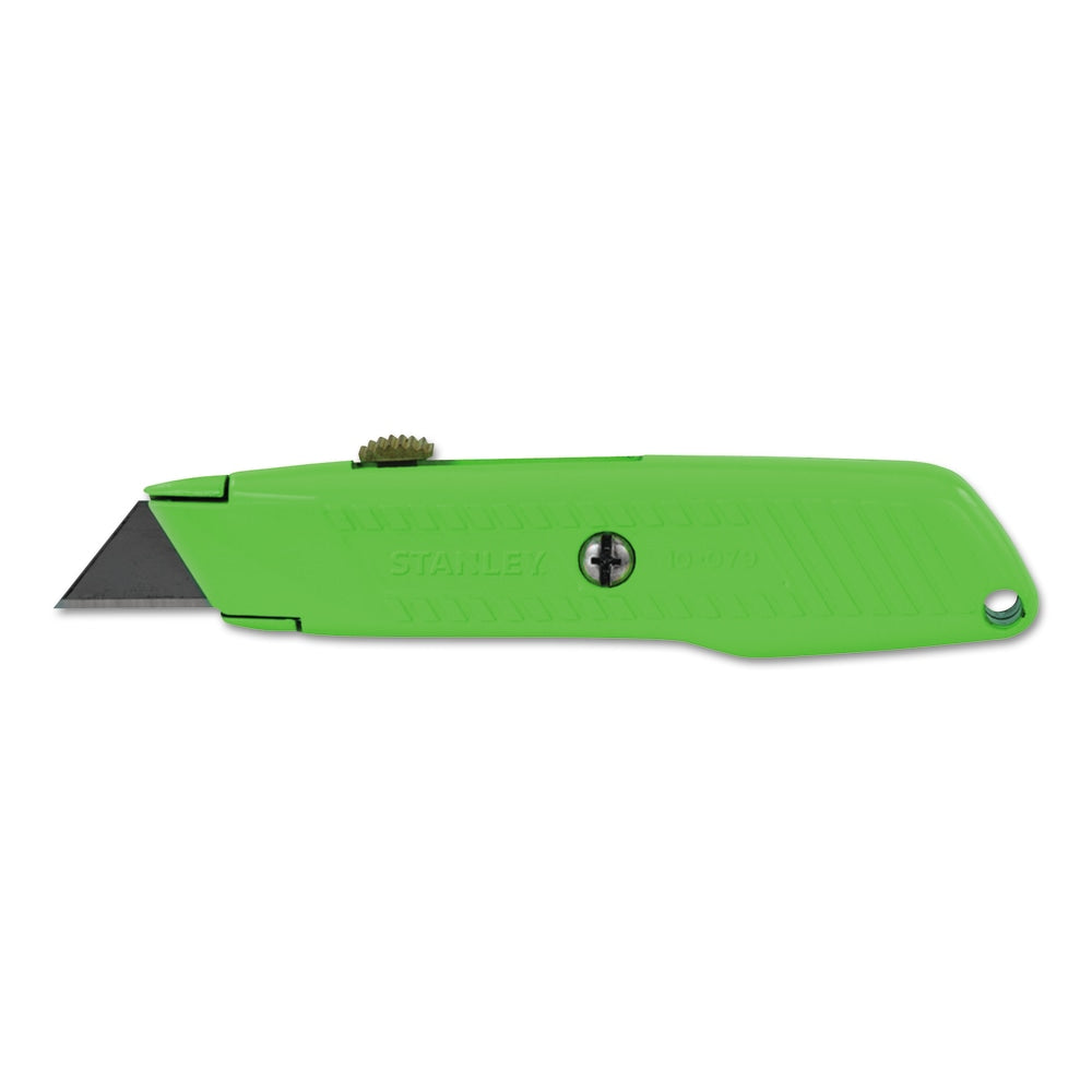 Interlock High Viz Retractable Utility Knife, 5-7/8 in L, Carbon Steel, Green