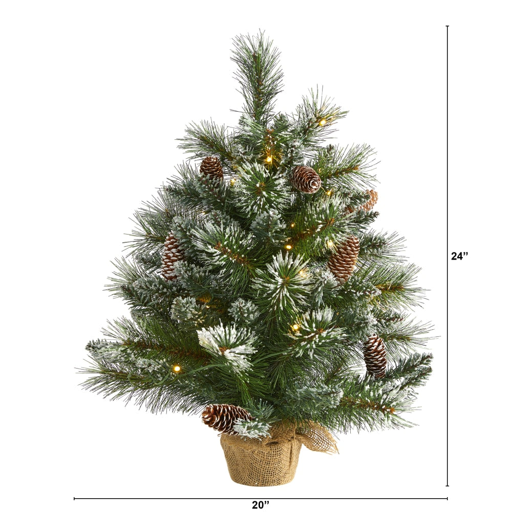 Nearly Natural Frosted Pine Artificial Christmas Tree, 2'