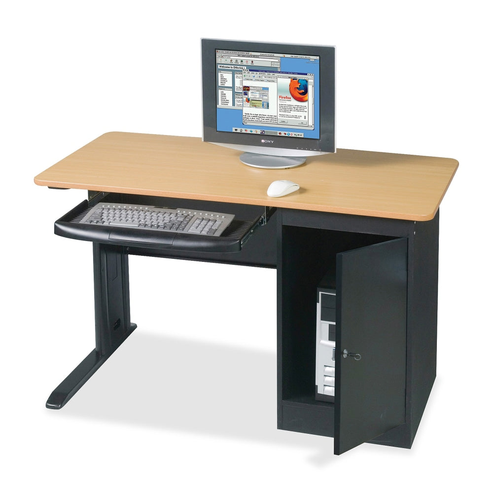 Balt Locking Computer Workstation, Black/Teak